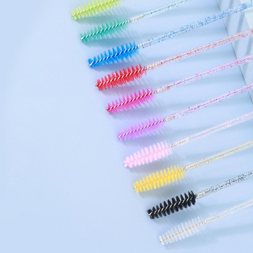 10pcs Eyelash Brush With Dust-proof Tube Container Reusable Crystal Disposable Lash Mascara Wand Makeup Applicator For Eyelash