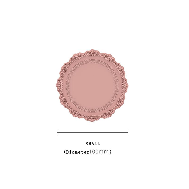 European Lace Silicone Table Mat Retro Embossed Heat Insulation Thickened Round Anti-Skidding Pad Kitchen Waterproof Placemat