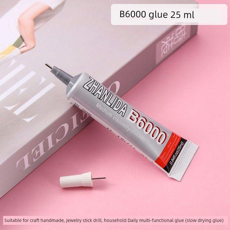 

S925 Sterling Silver Stud Earrings Ear Pins Flat Bead Plate Handmade DIY Making Sticky Pearl Ear Buckle Eardrop Frame Materials Accessories 25 ml B6000 glue(Slow drying glue)