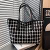 Large Capacity Plaid Bag Women's 2025 New Fashion Striped Fashion Handbag Foreign Style Versatile Shoulder Tote Bag