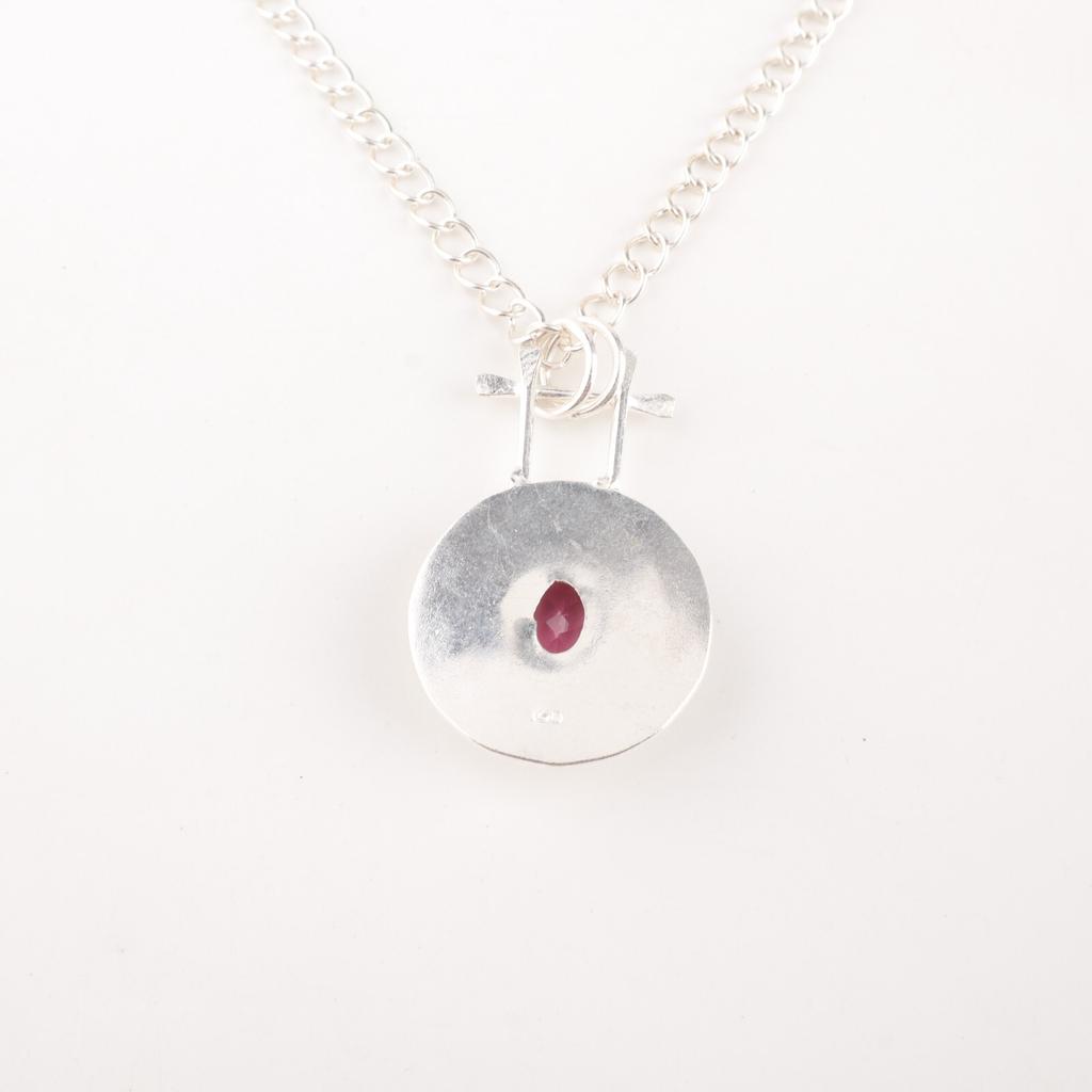 Pink Tourmaline Gemstone 925 Stamped Silver Jewelry Handmade Round Pendant 1.4" PP-57-11