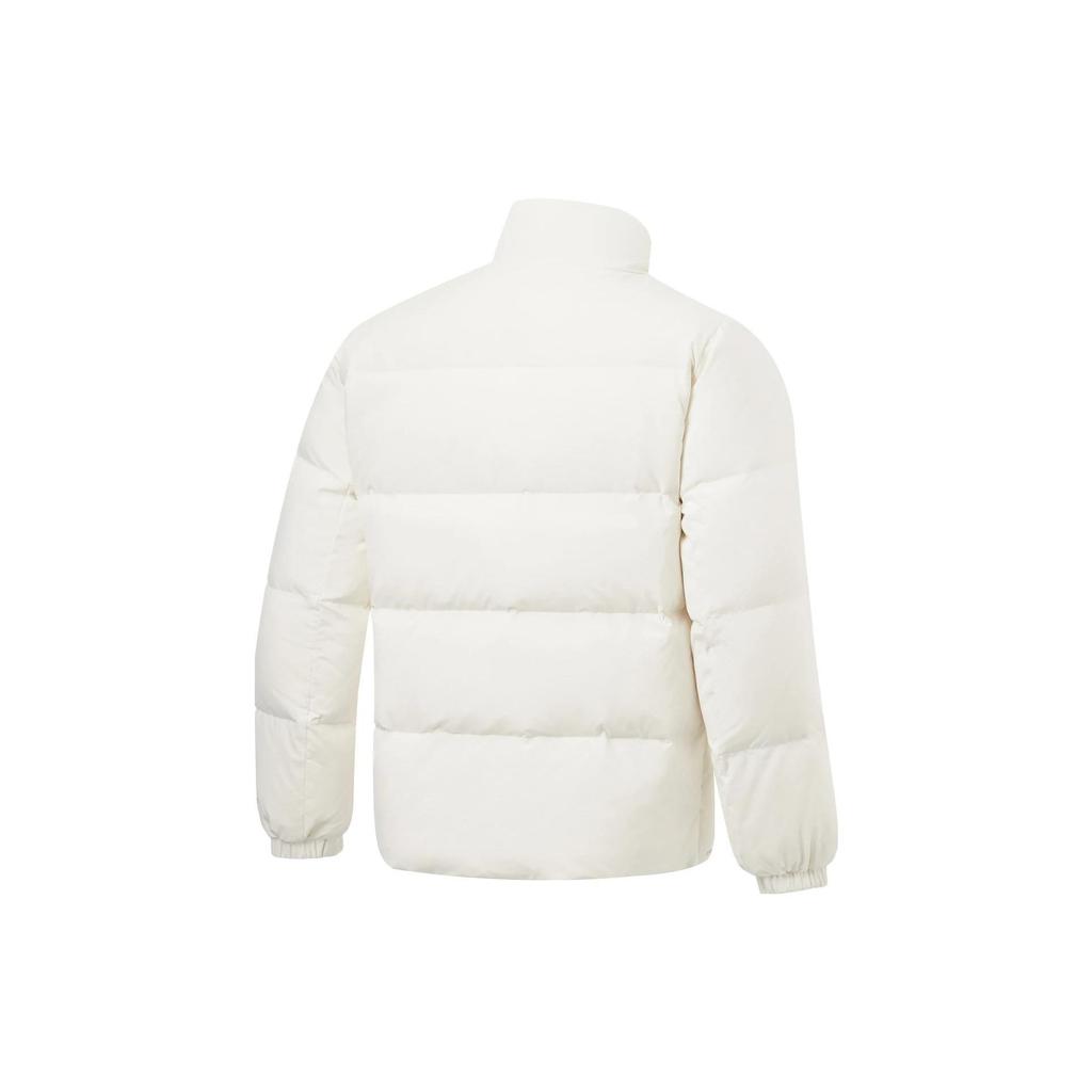 Li Ning Fitness Series FW23 Solid Color Stand Collar Water-Resistant Short Down Jacket Men Outerwear Off-White AYMT105-1
