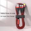 Luminous 100W Three-in-One 6A Fast Charging Cable for Android, Huawei, and Apple Devices