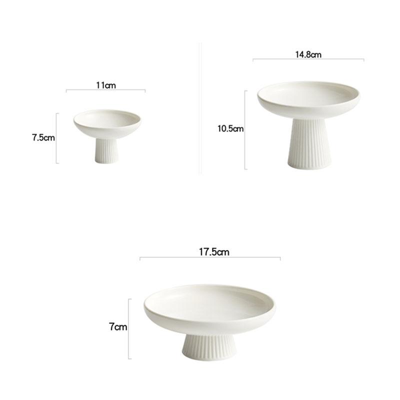 White Tall Fruit Snack Dish Ceramic Round Western Dessert Plate Exquisite Vertical Fruit Pasta Storage Tray Restaurant Tableware