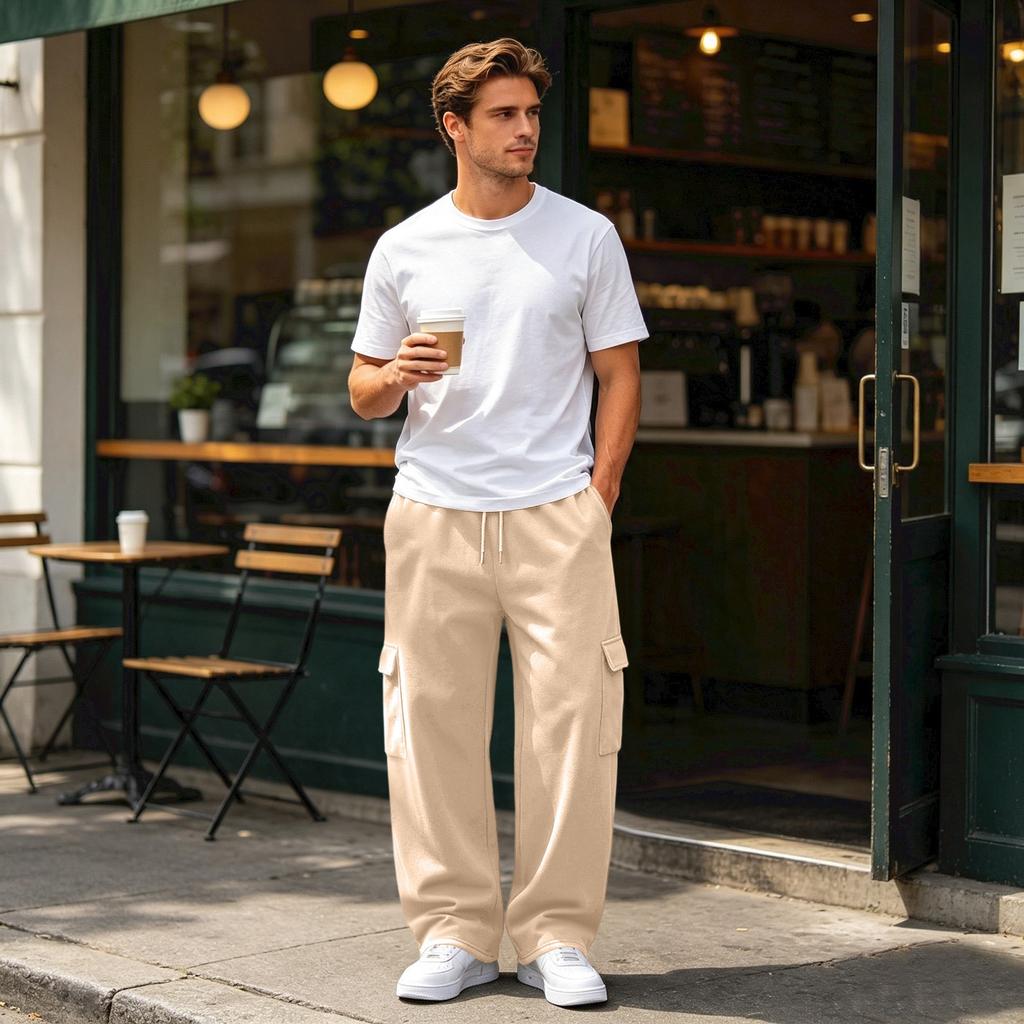 Pantalon de jogging cargo pour homme avec 4 poches, Coupe ample pour un usage quotidien décontracté
