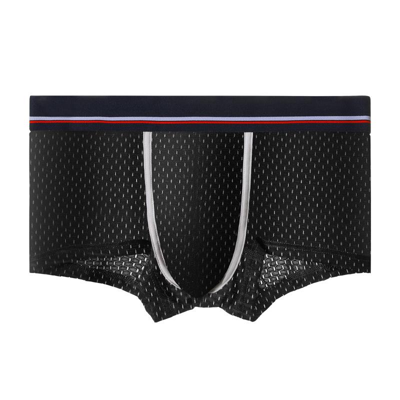 Мужские летние трусы-боксеры Ice Silk Mesh - дышащие шорты U-образной формы 2XL чёрный