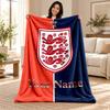 England national football team Custom Name Fleece Blanket Personalized Soft Cozy Throw Blanket Customized Gift for Birthday Christmas