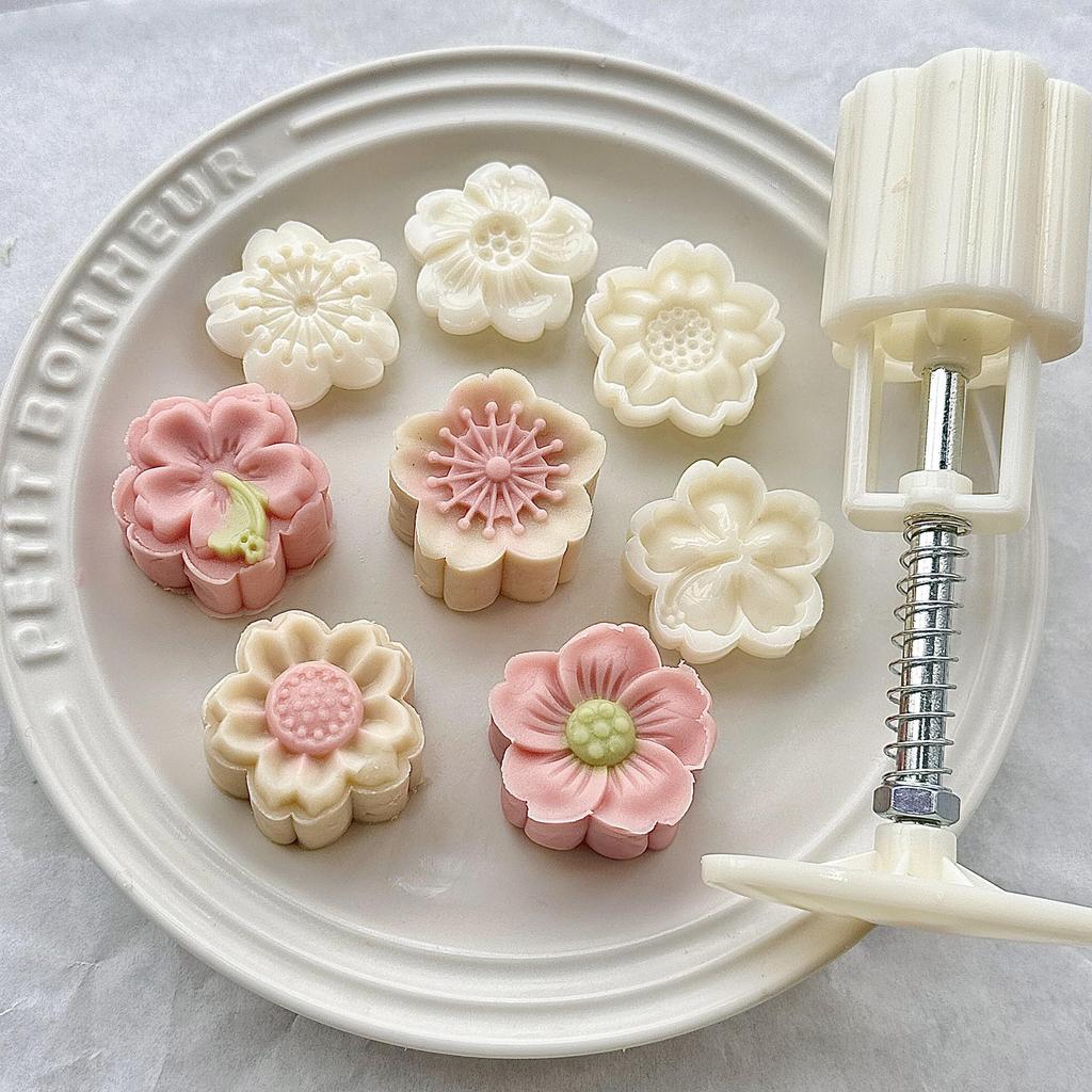 30/50/75g 3D Hibiscus Cherry Blossom Mung Bean Ice Skin Mooncake Mold