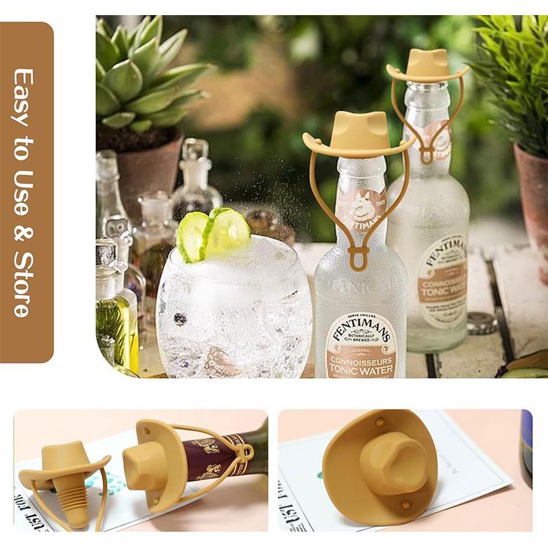 2 Pack Cowboy Hat Wine Stoppers Reusable Silicone Champagne Whiskey Stopper Leakproof Sealer Wine Tips Lids Christmas Gift