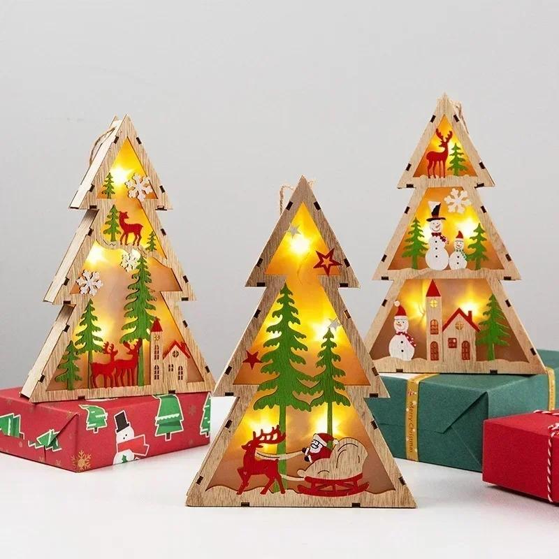 Christmas Series Wooden Luminous Christmas Tree LED Light Decoration Christmas Tree Shopping Mall Window Decoration Supplies