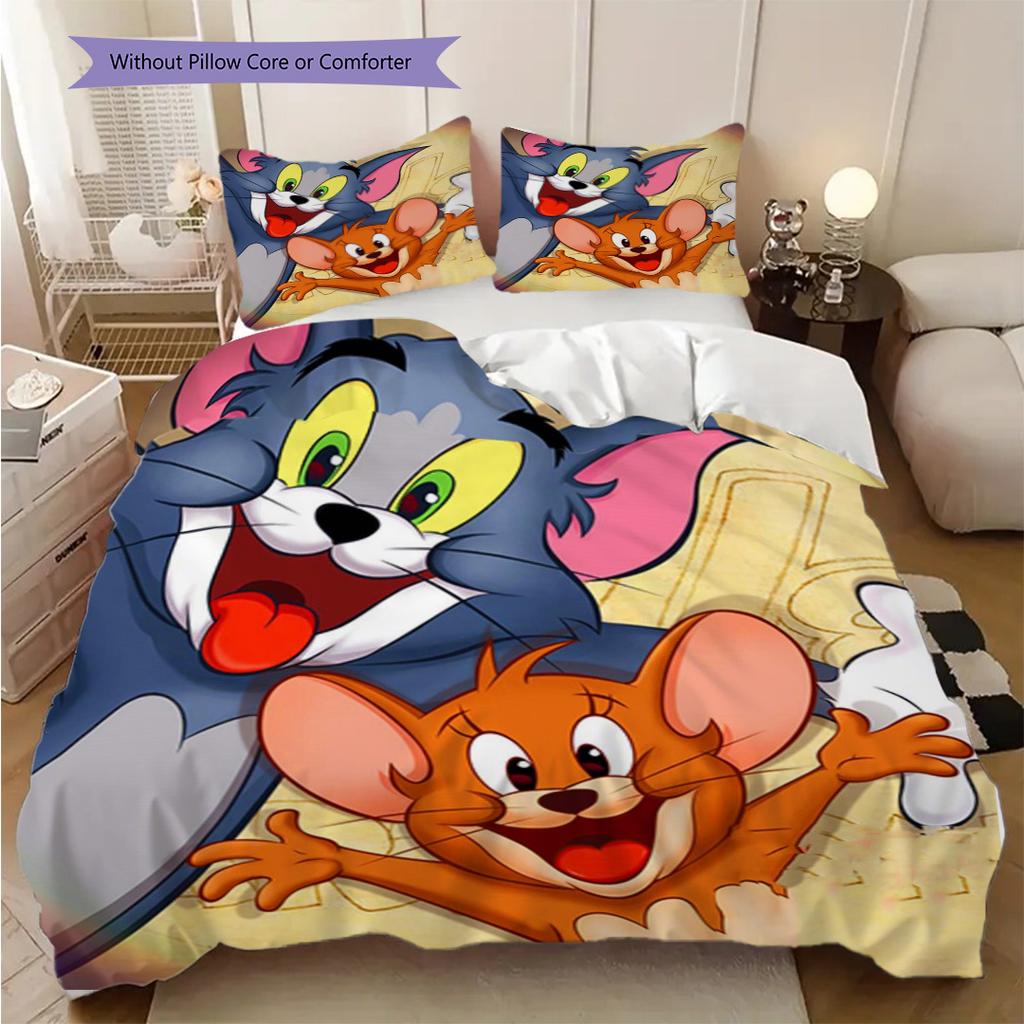 Classic Cartoon Duo Bedding (1 * duvet cover + 2 * pillowcase, without core) 2D Flat Duvet cover and pillowcase Bedding set Christmas birthday gift