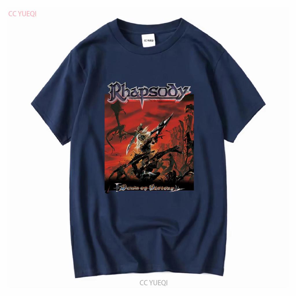 Vintage 2000 Rhapsody of Fire T Shirt Dawn Victory Long Sleeves Vintage Washed Designer Clothes Homme Casual Stylish