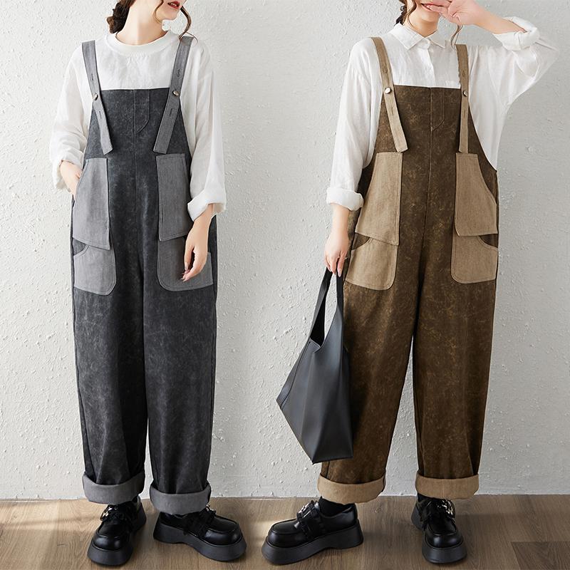 DIMANAF Plus Size Women Jumpsuits Overalls Long Pants Jeans Trousers Vintage Streetwear Loose Casual Denim