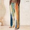 Men S Plus Size Blue Black Ink Splash Printed Drawstring Waist Straight Leg Full Length Beach Pants