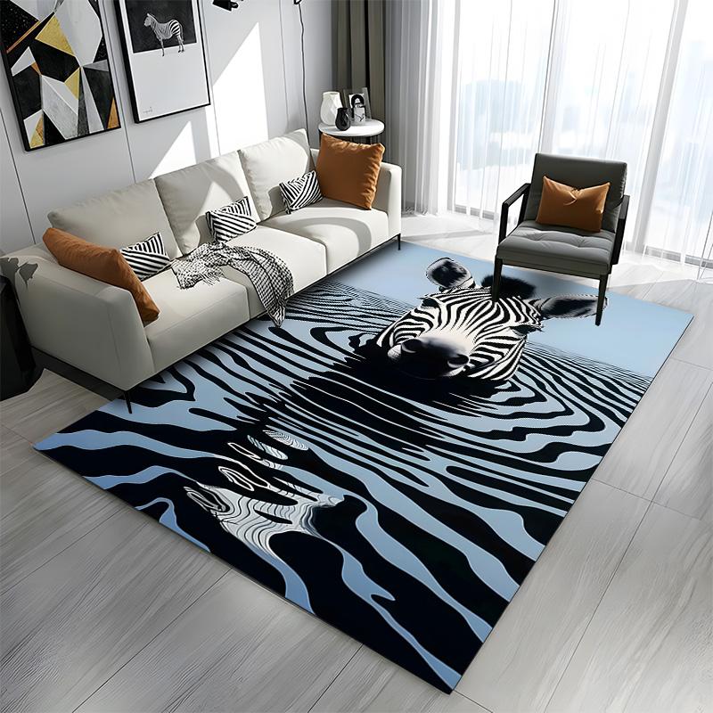 Zebra Reflection In Water Patterned Carpet a Non Slip Rug Suitable for All Seasons and Any Setting, Gift