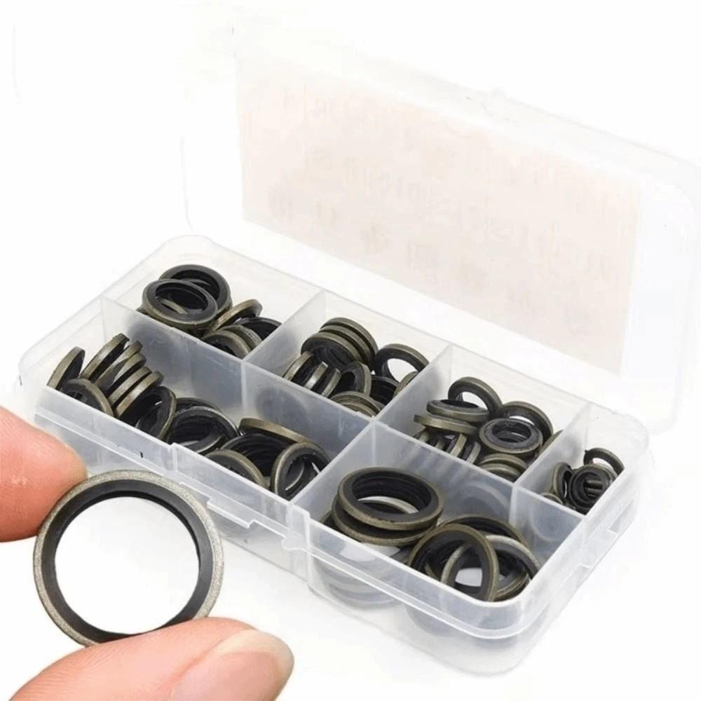 130Pcs Bonded Seal Gasket Car Oil Pan Drain Gasket Kit Sump Plug Gasket  Universal Car 130Pcs