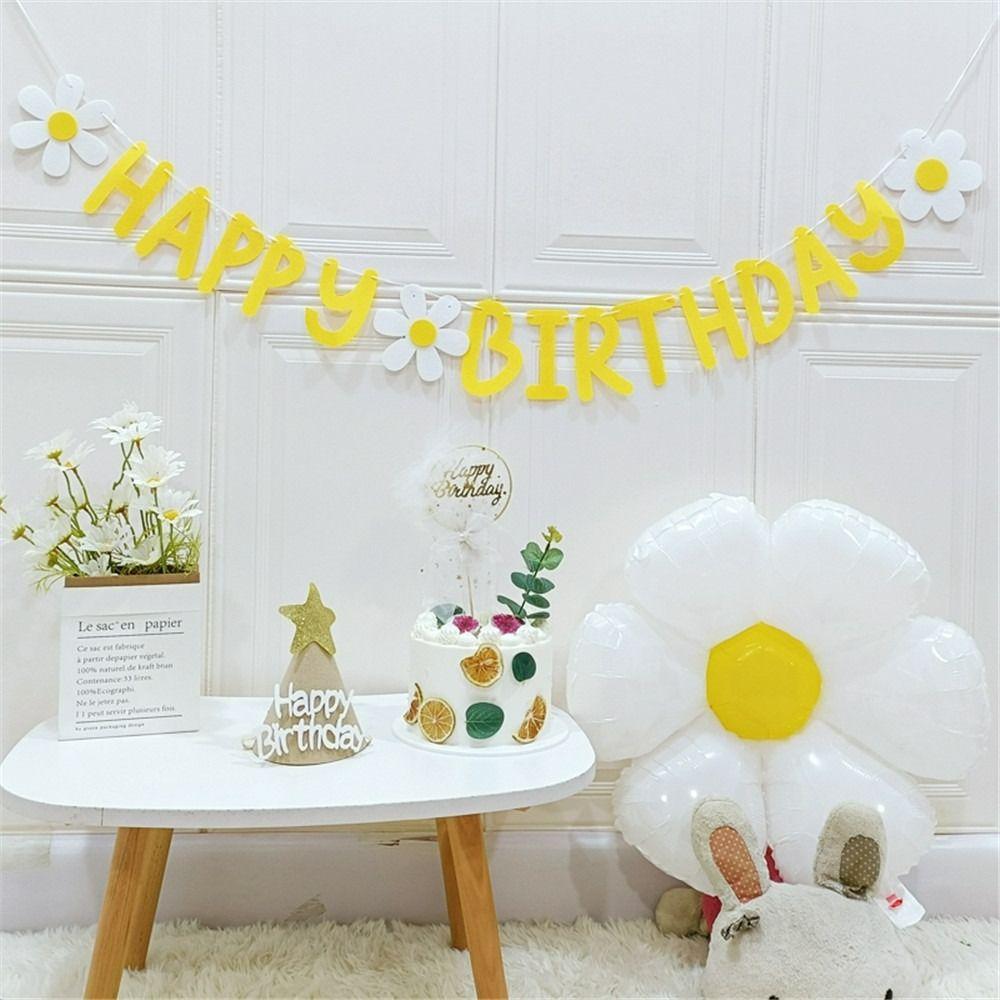 Photo Decoration For Home Decor Girl Happy Birthday Party Flag Daisy Banner Hanging Flag Banner