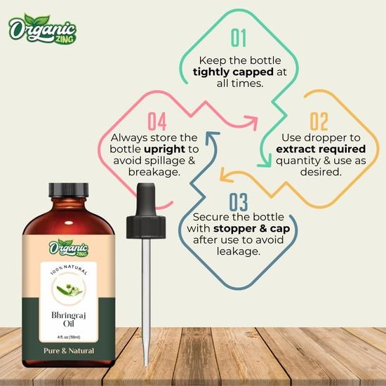 Organic Zing Bhringraj Oil Pure & Natural for Skin, Face, Hair Care & Massage - 118ml