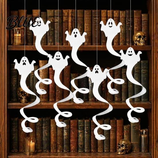 Festive Atmosphere Hanging Decors 8 Pcs Halloween Ghost Swirl Decoration Spooky White Ceiling Reusable Holiday Props Swirls Streamers for Party Home