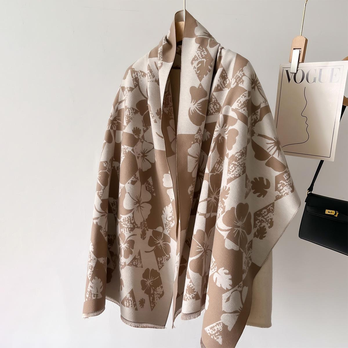 

2024 Осень/Зима Новый Утолщенный Кашемировый Универсальный Теплый Шарф Одеяло С Кондиционером И Большой Шалью Ветрозащитный 66*186cm