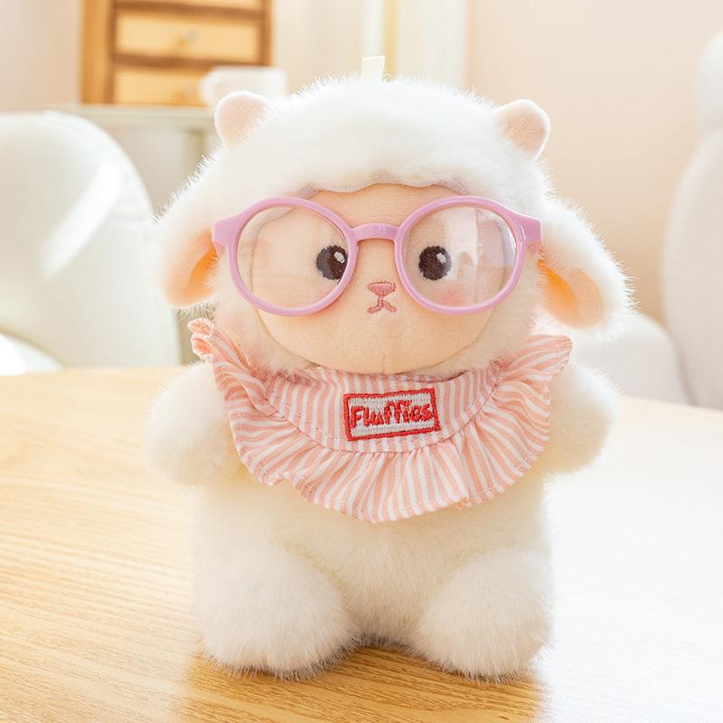 Lovely Baby Sheep Plush Toys Delicate Cuddly Wearing Glasses Little Sheep Doll Gentle Children Appease Animal Doll Sweet Gift