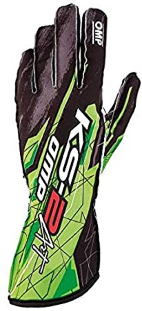 OMP ART KART Závodní rukavice velikost M KS-2 BK/FLGRE KB0-2748-A01-274-M