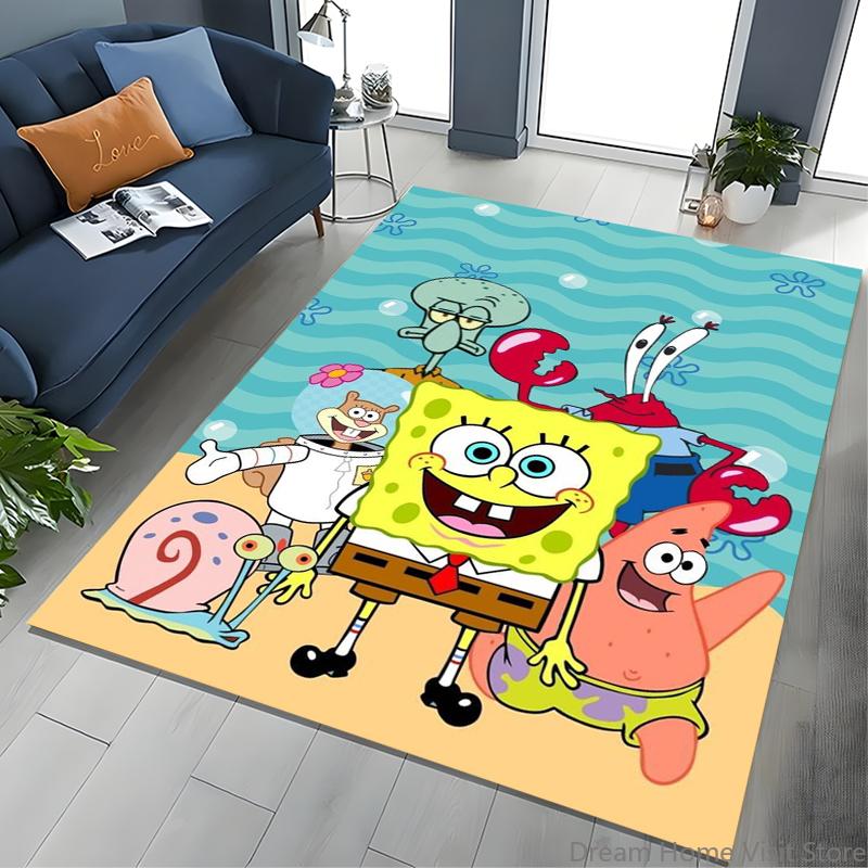 17 Styles Cartoon SpongeBob Print Area Rugs 3D Carpet for Home for Living Room Bedroom Sofa Decor Floor Kids Play Anti-Slip Mats