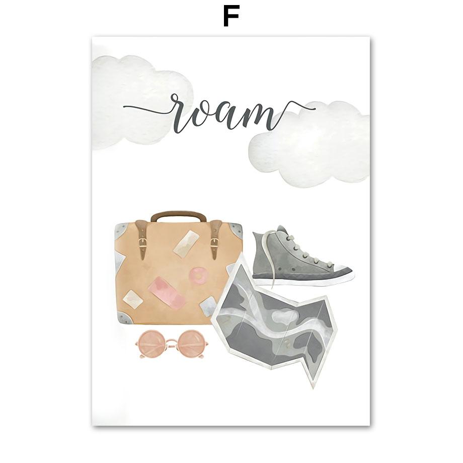 Horkovzdušný balón Auto Medvěd Králík Slon Sen Nástěnné umění Plátno Malba Plakáty a tisky Obrázek Dětský pokoj Dekorace