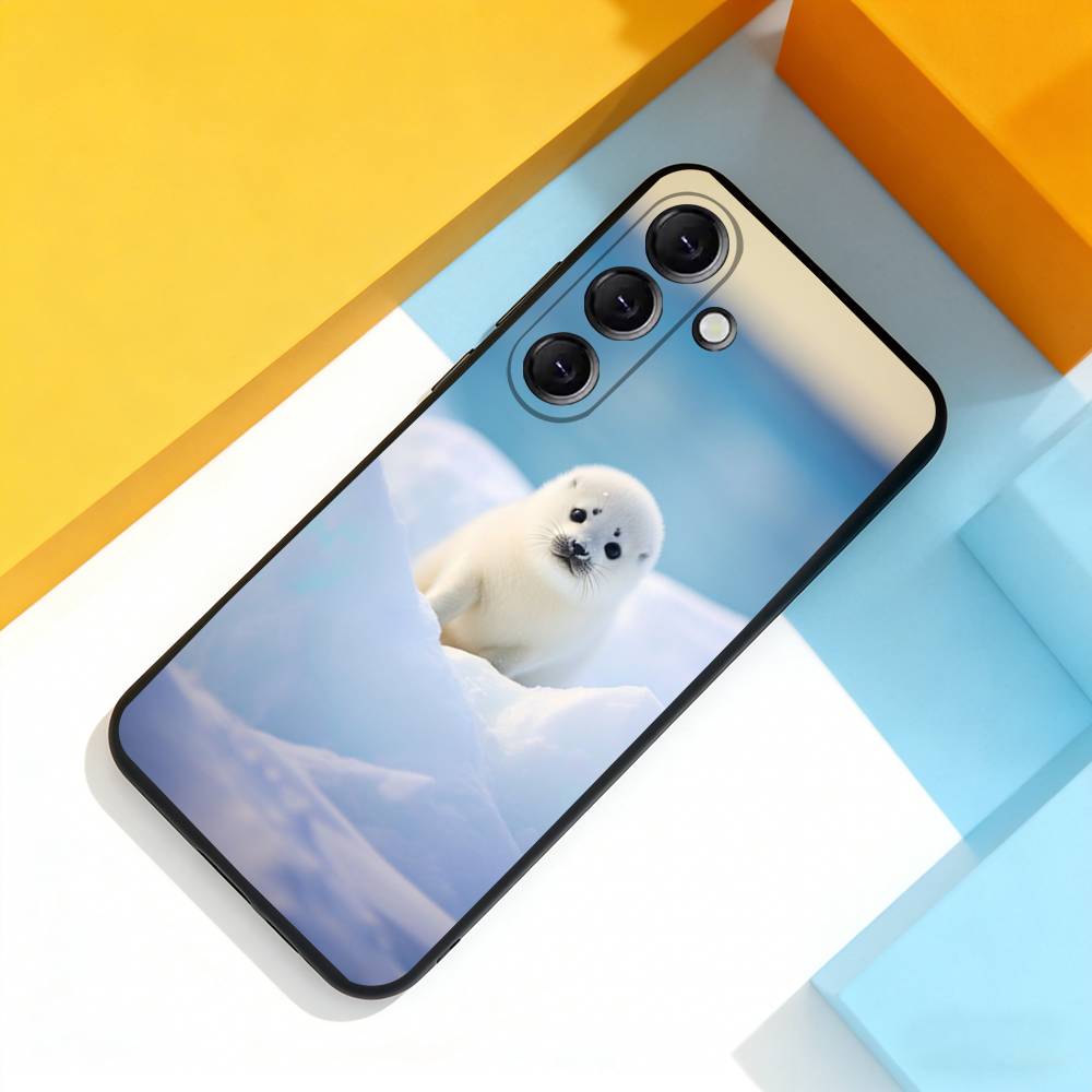

Funny Seal Animal Cute Phone Case For Samsung Galaxy A 73,72,51,53,52,71,22,5G,Note,J7,8,9 Soft Black Cover Samsung a12
