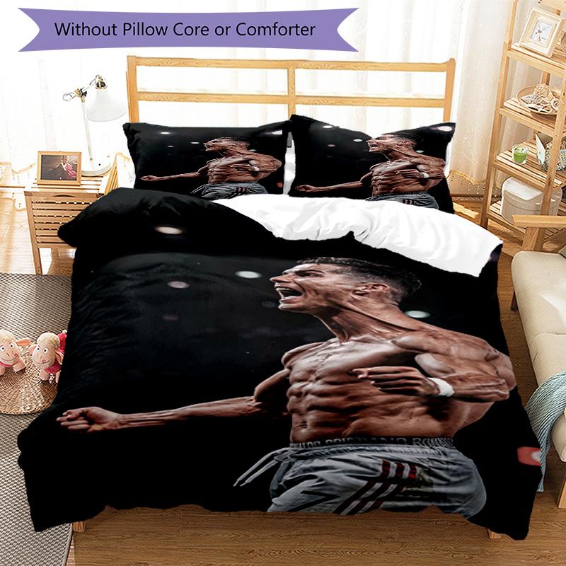 Ronaldo's Muscular Celebration Bedding Set, Breathable Duvet Cover with Pillowcases, Soft Bed Linen for Bedroom Home Decoration, Perfect Festival Birt