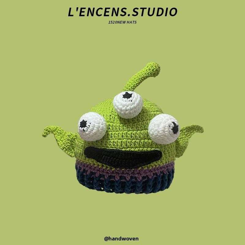 Shrek Face Mask Knit Cap With Soft Acrylic Material For Casual Winter Use