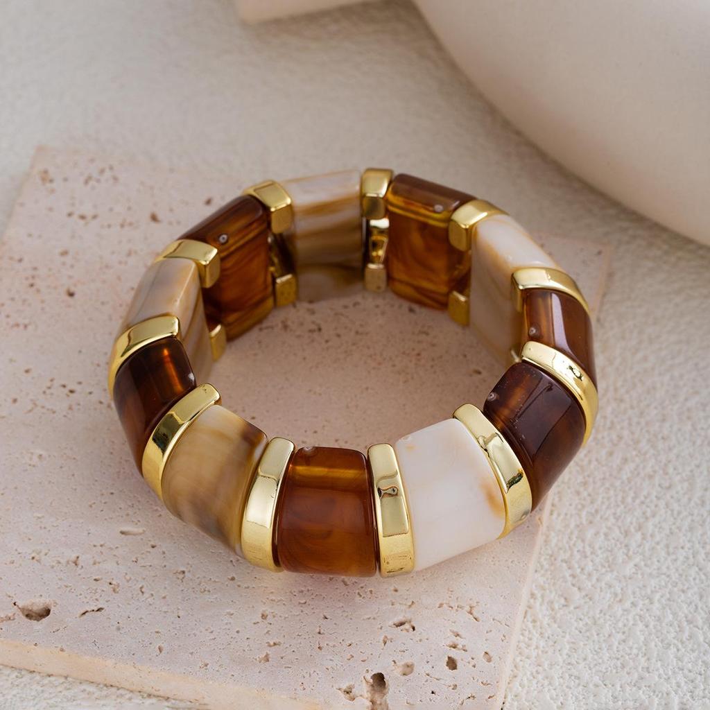 Gradient Acrylic Stretch Bracelet: Geometric Sugar Cube Design for Women