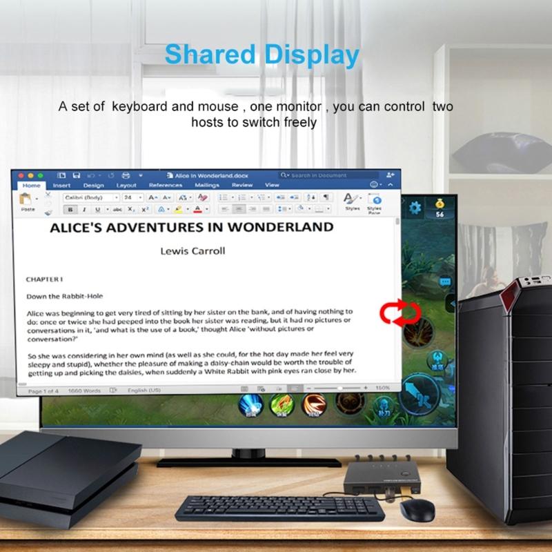 HDTV USB KVM Switcher High Performances 4K 30Hz Video Source Seamlessly Switching Device Builts in Automatic Adjustment