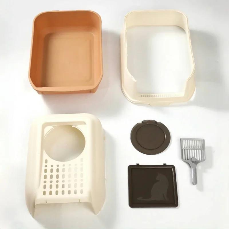 Fully Enclosed Extra Large Cat Litter Box - Foldable Anti-Splash Pet Toilet Dog Cat Bedpan with Litter Scoop Grooming Supplies