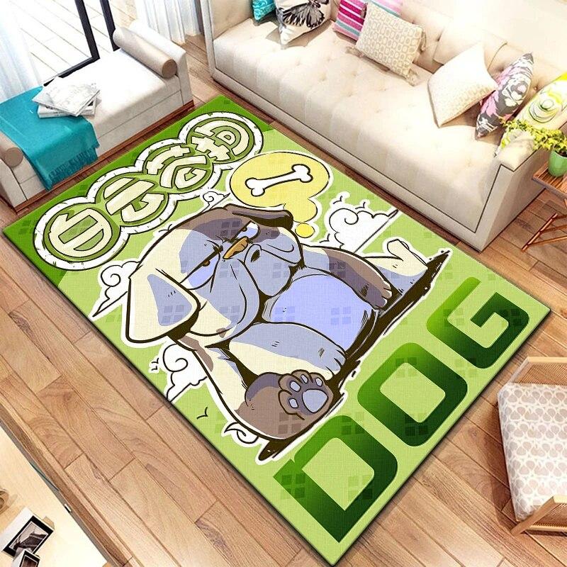 Zwölf chinesische Sternzeichen-Tiere malen Teppich für Wohnzimmer, großer Teppich, schwarzer weicher Teppich, Heimdekoration, Matten, Boho-Teppiche
