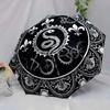 Retro Round Fleur De Lis Snake Black Fleur Motif Umbrella