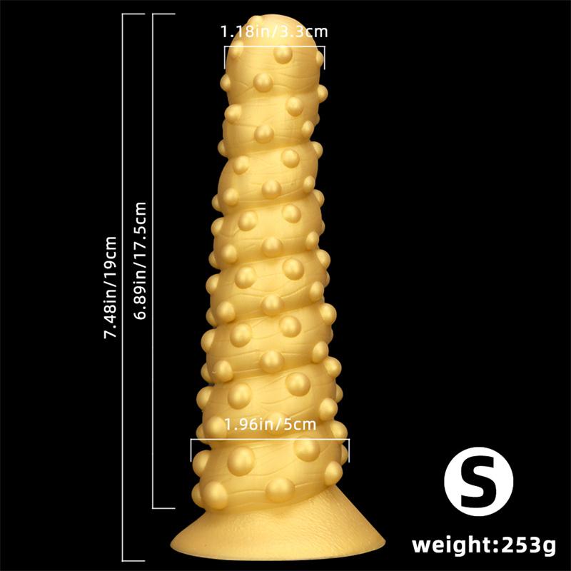 Golden Silicone Giant Suction Cup Large Anal Plug Oversized Threaded Rear Anal Plug Octopus Pull Bead Anal Expander