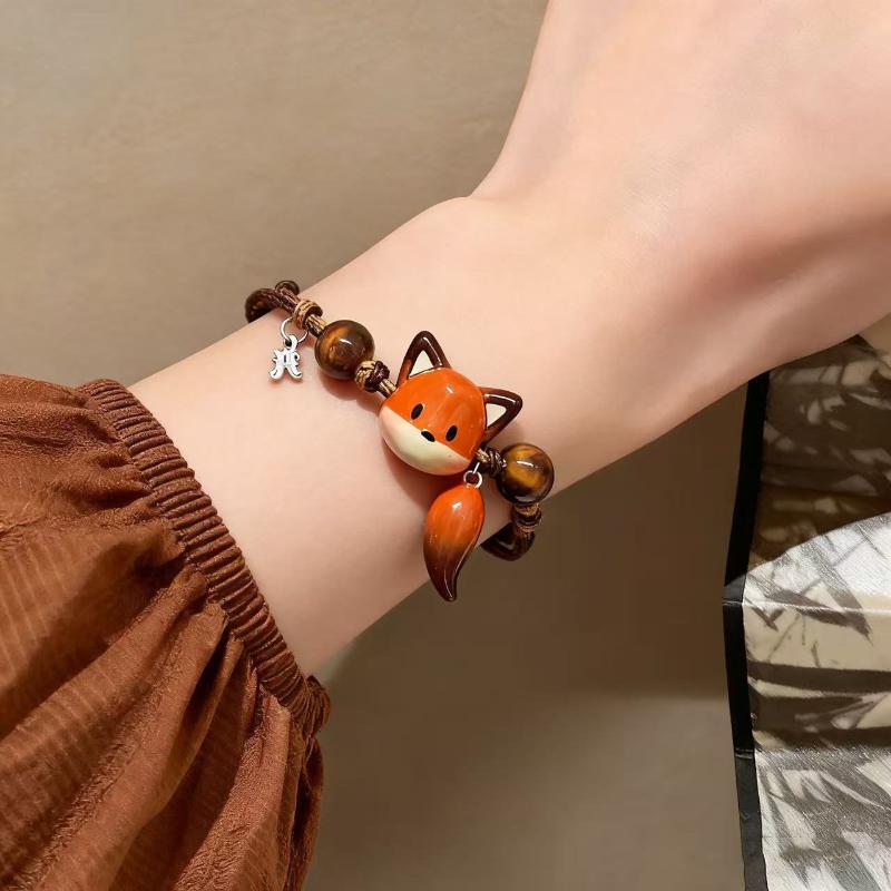 1/3/5Pcs Creative Animal-Shaped Handmade Cord Cute Little Fox Weaving Bracelet Unique Additions For Women'S Daily Parties Gift
