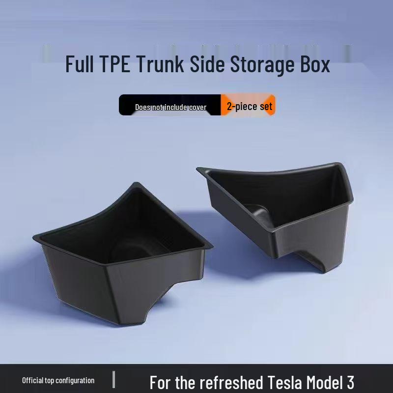 Fits Tesla Model Y/3: TPE Trunk Side Pocket Storage Bin Accessory