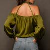 Modisches locker sitzendes schulterfreies Satin-Top für Damen