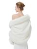 BEAUTELICATE Thick Faux Fur Warm Winter Bolero for and Ivory Women's Shawl, Weddings, Parties, Coming-of-Age Ceremonies, Christmas,
