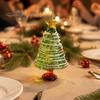 Decorative Glass Tree with Star Glazed Christmas Figurine, Colorful Miniature Xmas Decor, Handcrafted Decoration Table Centerpiece for Home