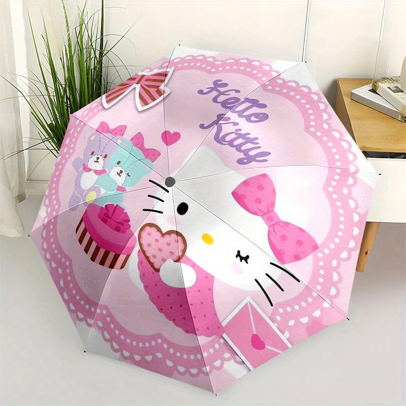 1pc Hello Kitty Pink Heart Umbrella with Plastic Handle,Suitable for All Seasons Home Travel Outdoor UmbrellaSanlio382