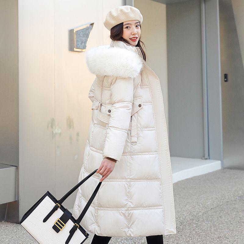 

Жіноче довге приталене бавовняне пальто 2025 року з хутряним коміром – Потовщена, тепла зимова модна куртка M under 110 kg