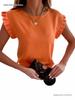 Women's Short Sleeve Pleated Round Neck Top