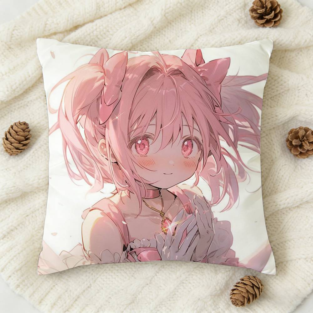 PPuella MMagi Madoka MMagica Doublesided Printed Square Decorative Cushion Cover for Sofa Living Room Home Decor