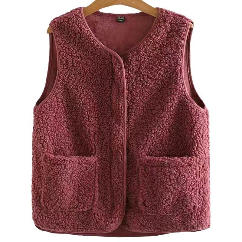 New lamb wool vest women's spring and autumn fur integrated versatile loose vest vest vest jacket
