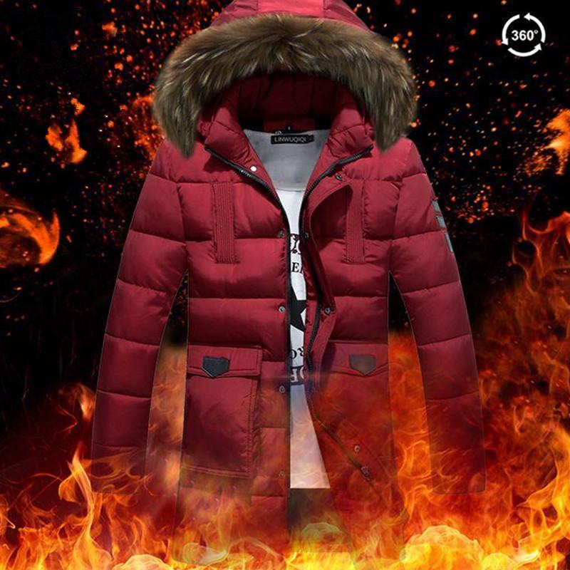 Men's Cotton-Padded Winter Jacket - Long Trendy Self-Cultivation Style with Youthful Design and Warmth