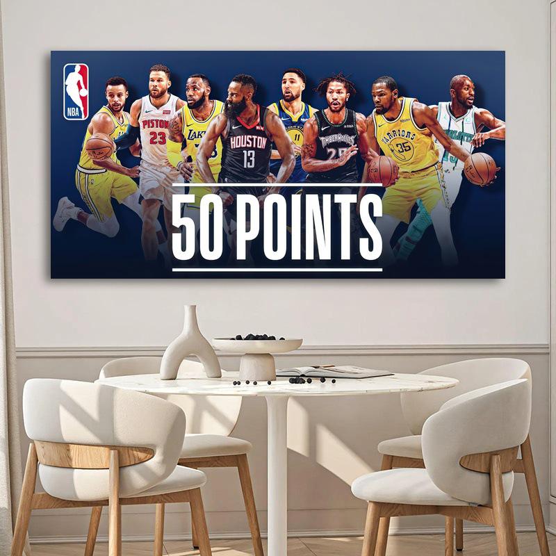NBA Star Collection Poster: Giannis, Leonard, Curry & Lillard - Self-Adhesive Wall Sticker