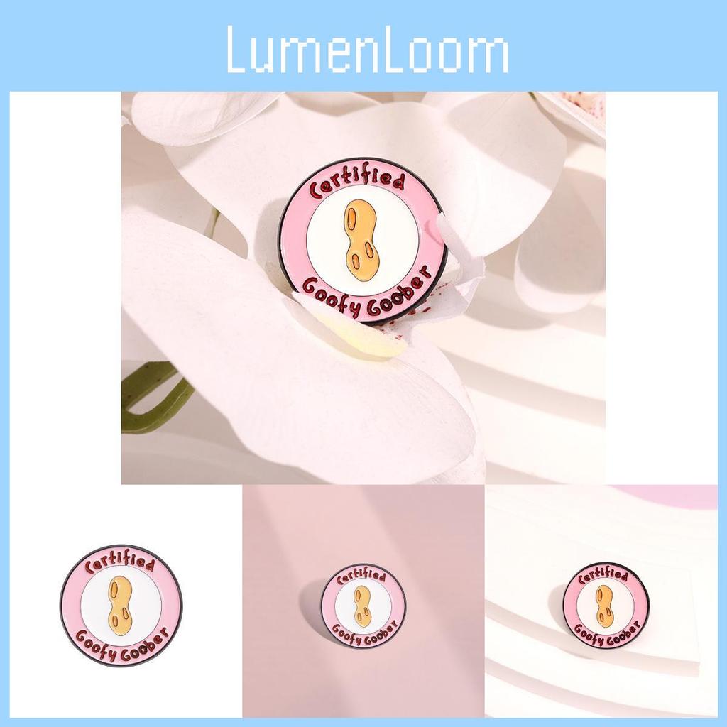 Pink Geometric Trendy Cartoon Brooch With Letter Certification And Fun Peanut Motif